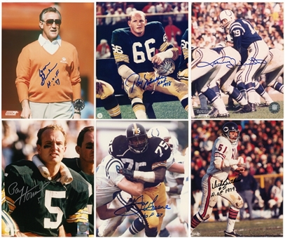Lot of (34) Signed Football Photographs with Many Hall of Famers Including Johnny Unitas, Ray Nitschke, Joe Green and Paul Hornung (Beckett PreCert)